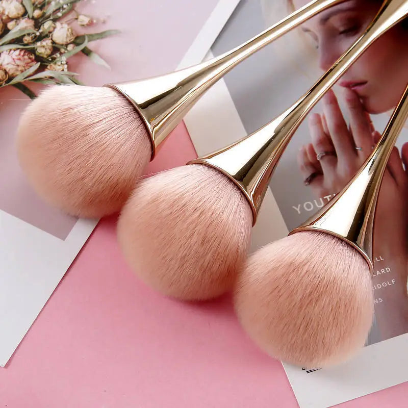 Pincel Largo Ouro Rosa para base e pó