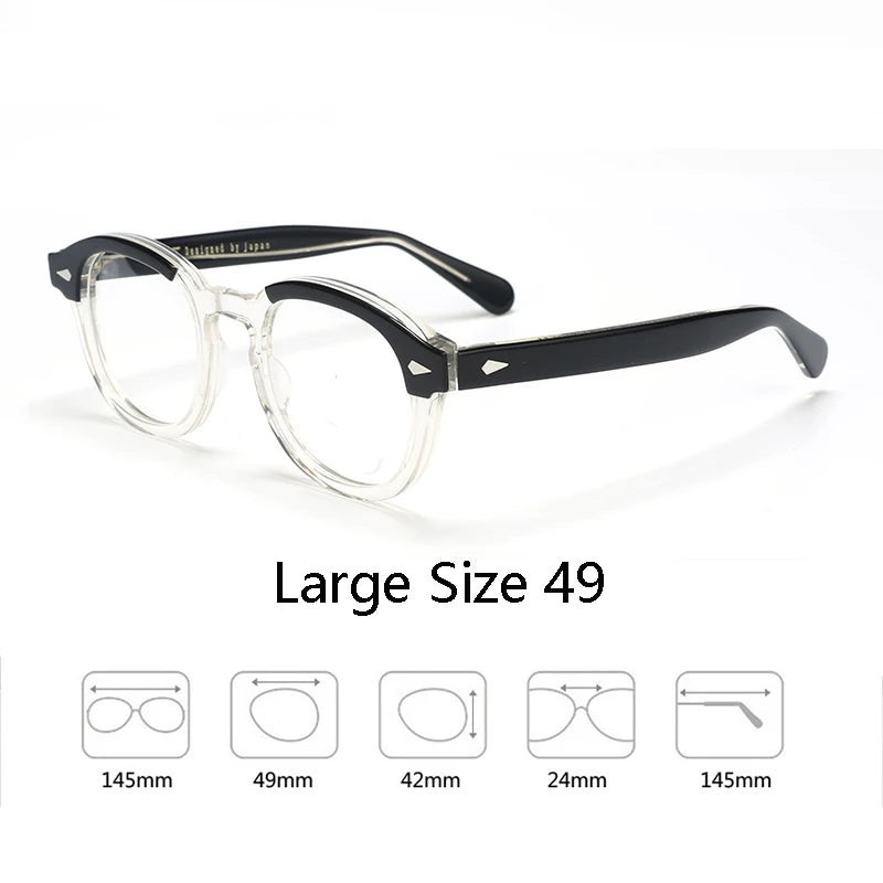 Armação de óculos ópticos para homens e mulheres, johnny depp, lemtoose, vintage, computador, acetato, armação de óculos para homens, lente transparente